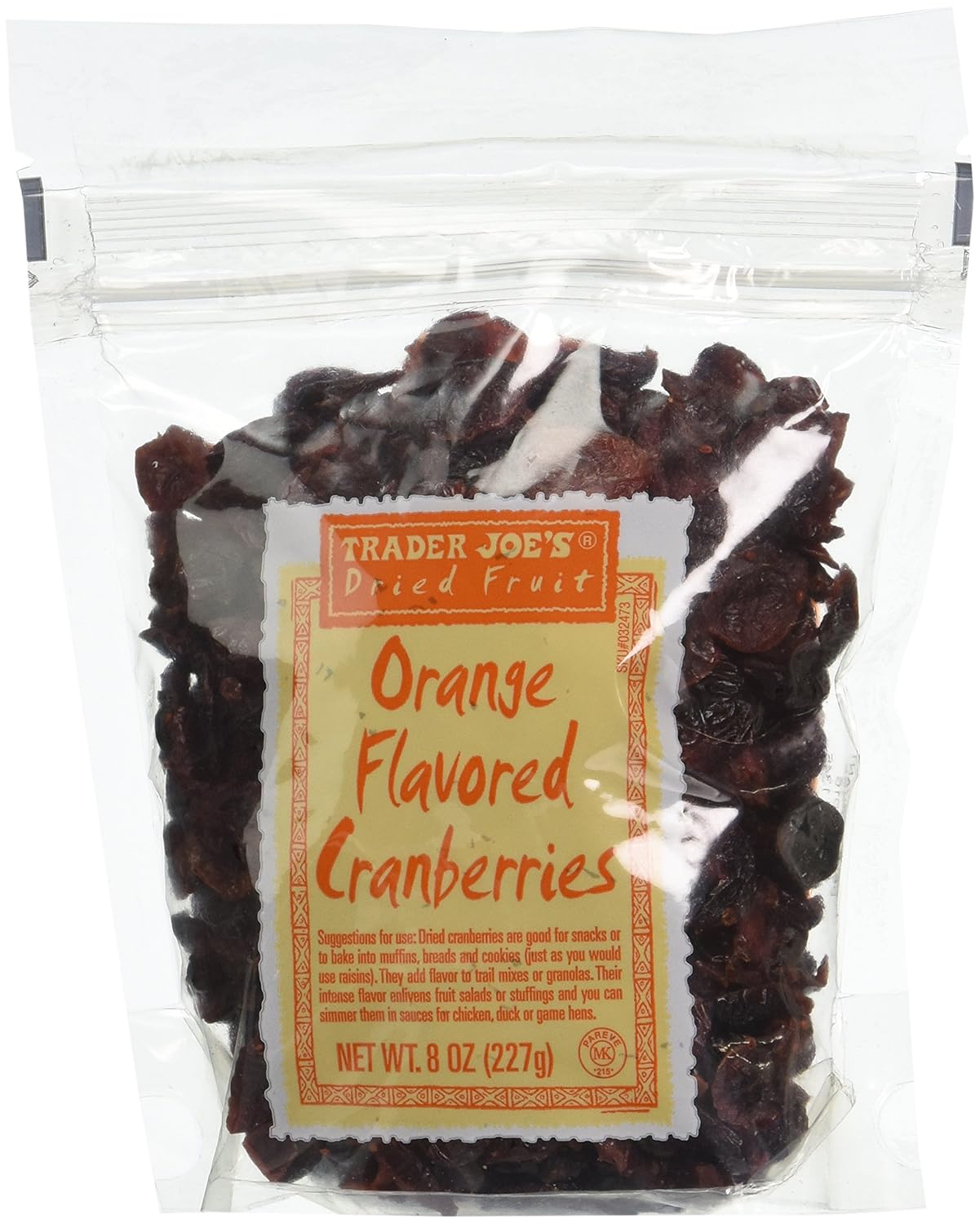 Trader Joes Dried Fruit Orange Flavored Cranberries, 8 ounce bags, Set