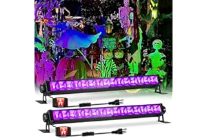 JNGMAIR 42W 2 Pack Black Light Bar for Glow Party, Blacklights with 6ft Cord, Plug, and Switch for Glow Party, Stage Lighting, Neon Party, Halloween Decorations, 2 Pack