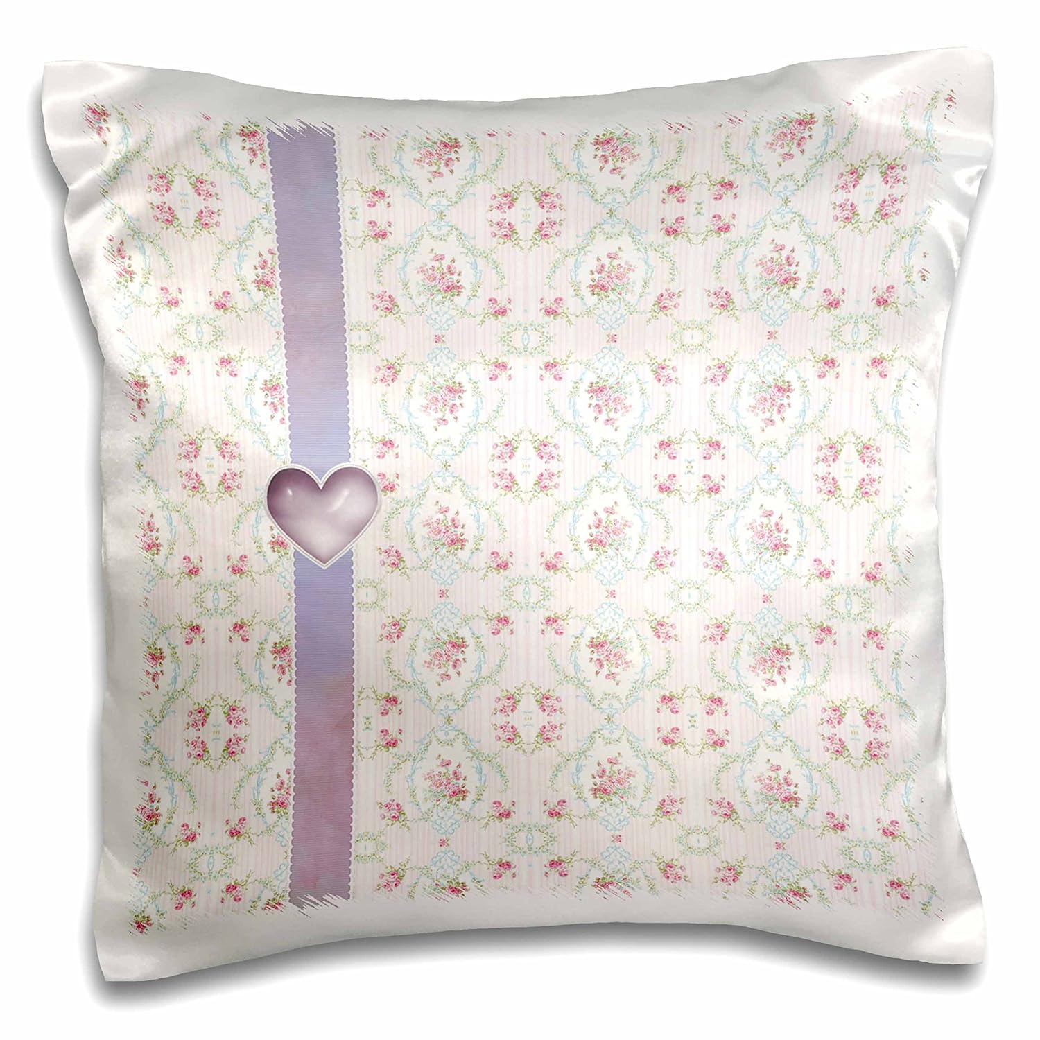 3D Rose Vintage Rose Design with Ribbon and Heart Pink and