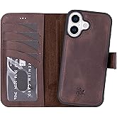 Venito Handcrafted Wallet Case for iPhone 17 (6.3"), Detachable Magnetic Flip Cover, Compatible with MagSafe, Kickstand, Premium Leather, Drop/Impact Protection, Strong Magnets, Coffee Brown