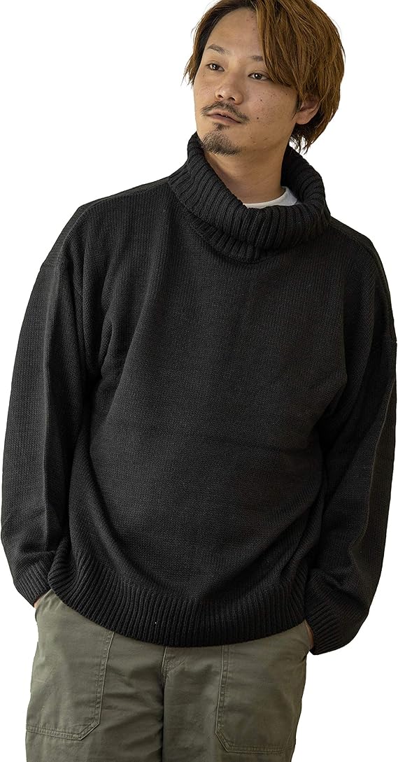 Amazon スコーネ Skkone ニットセーター メンズ タートルネック ビッグシルエット オーバーサイズ 5ゲージ ミドルゲージ 黒 白 ベージュ タートルネックセーター トップス カジュアル キレイ目 お洒落 ブラック L セーター 通販