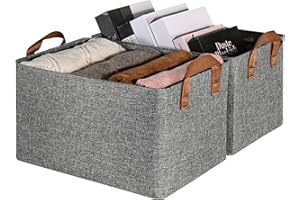 GRANNY SAYS Storage Baskets for Shelves, Closet Organizer Bins, Clothes Storage Bins with Metal Frame, Large Baskets for Organizing and Storage, Collapsible, Gray, 2-Pack