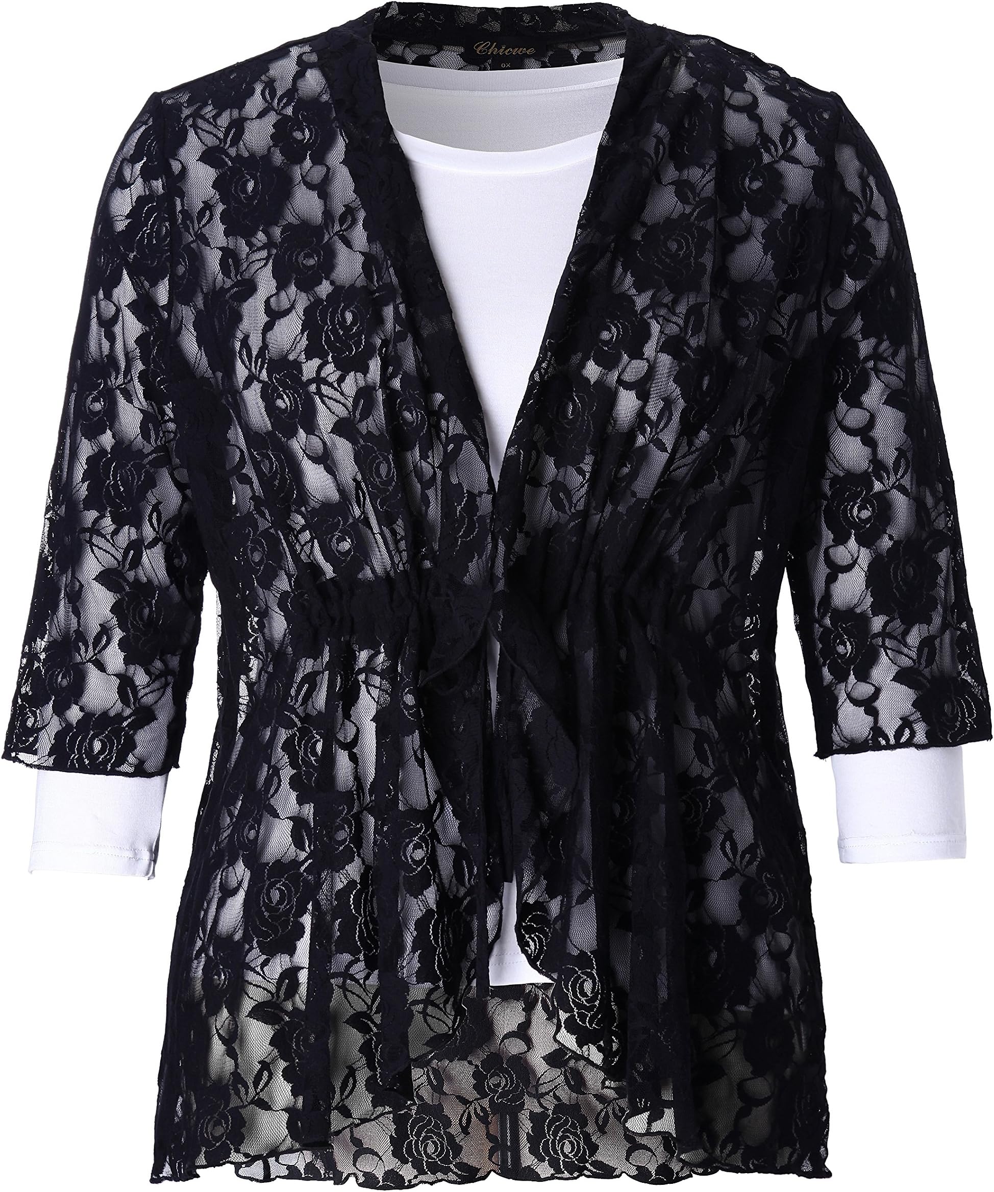 Chicwe Women's Plus Size Stretch Floral Lace Bohemian Cover up