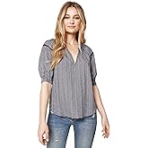 Sugar Lips Womens Terra Striped Short Sleeve Smock Top