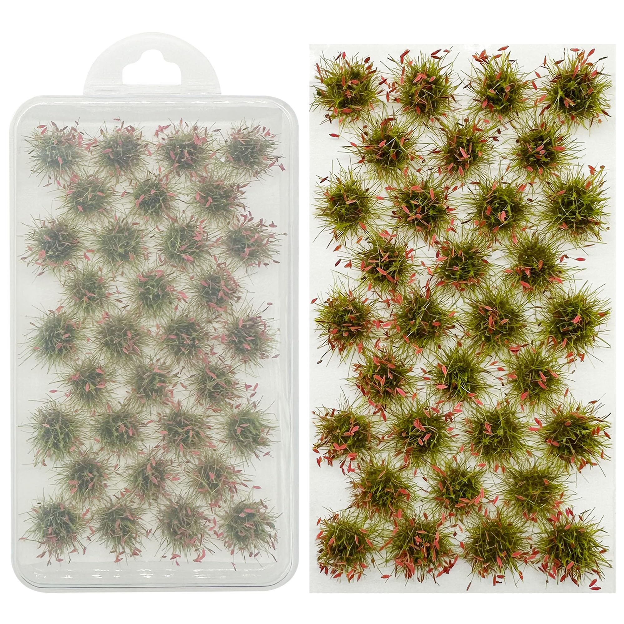 Woohome 32 Miniature Grass Cluster, Red Static Grass Tuft Model Vegetation Groups for DIY Model Train Landscape