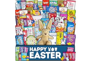CRAVEBOX Easter Care Package (65ct) - Candy Snacks Treats Plush Bunny Chocolate Cookies Gift Box Bundle Basket Fillers Stuffers Present Kids Adults Boys Girls College Student Child Grandchildren Toddlers
