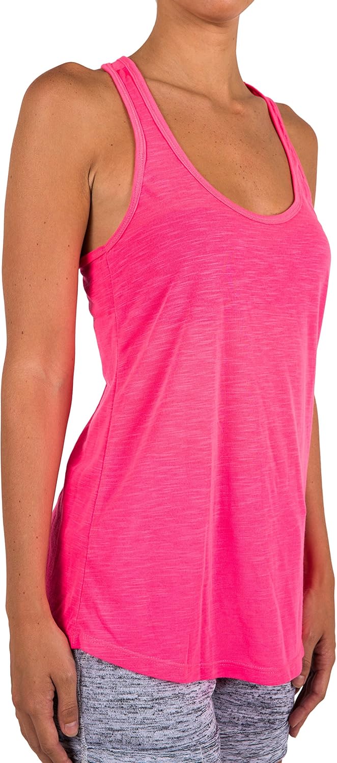 Women's Everyday Flowy Burnout Slub Racer Back Active Workout Tank Tops- 5 Pack & 6 Pack: Clothing