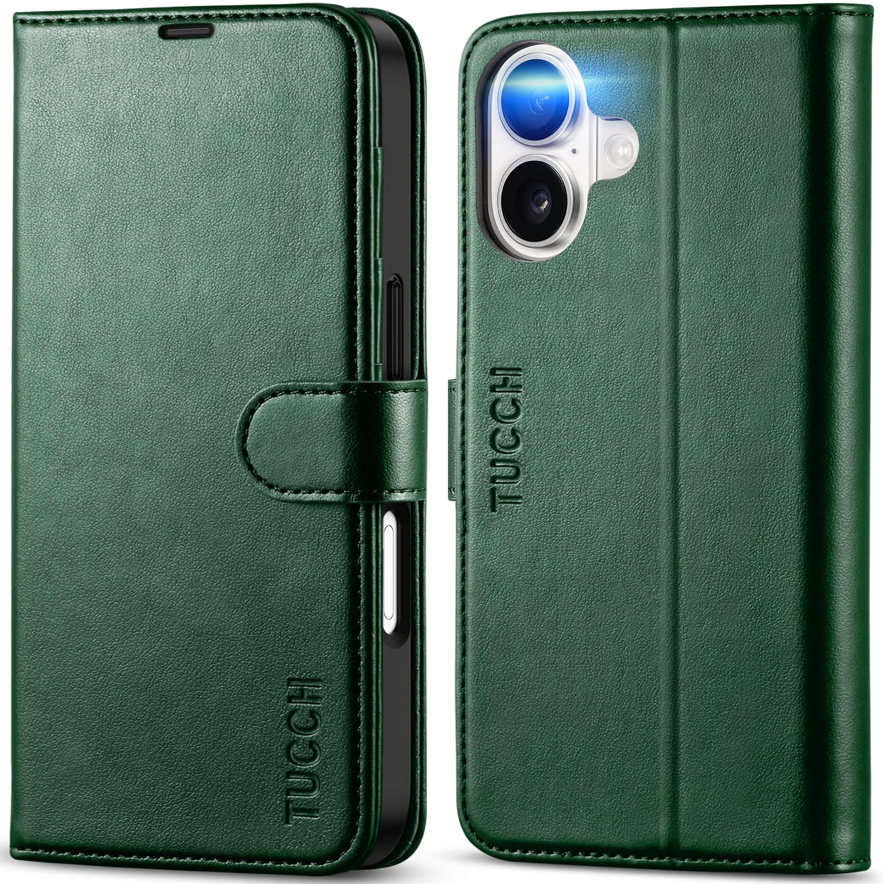 Photo 1 of TUCCH Wallet Case for iPhone 17 (6.3") 2025, RFID Blocking 4 Card Slots, Kickstand, Shockproof TPU Shell, PU Leather, Magnetic Closure, Protective Flip Folio Cover, Evergreen