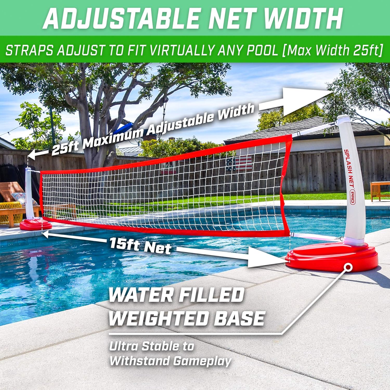 GoSports Splash Net PRO Pool Volleyball Net Includes 2 Water Volleyballs and Pump, Red : Sports & Outdoors