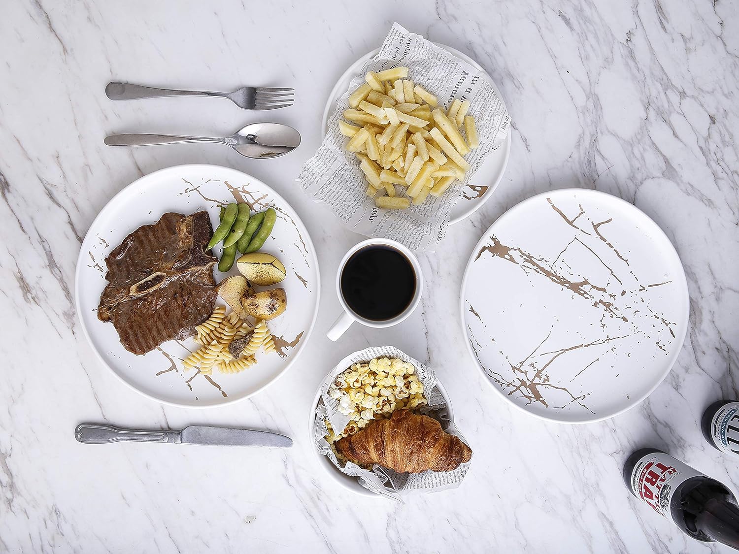  | Stone Lain Modern Gold Splash Exquisite Fine China Dinnerware Set, 16 Piece - Service for 4, White & Gold: Dinnerware Sets