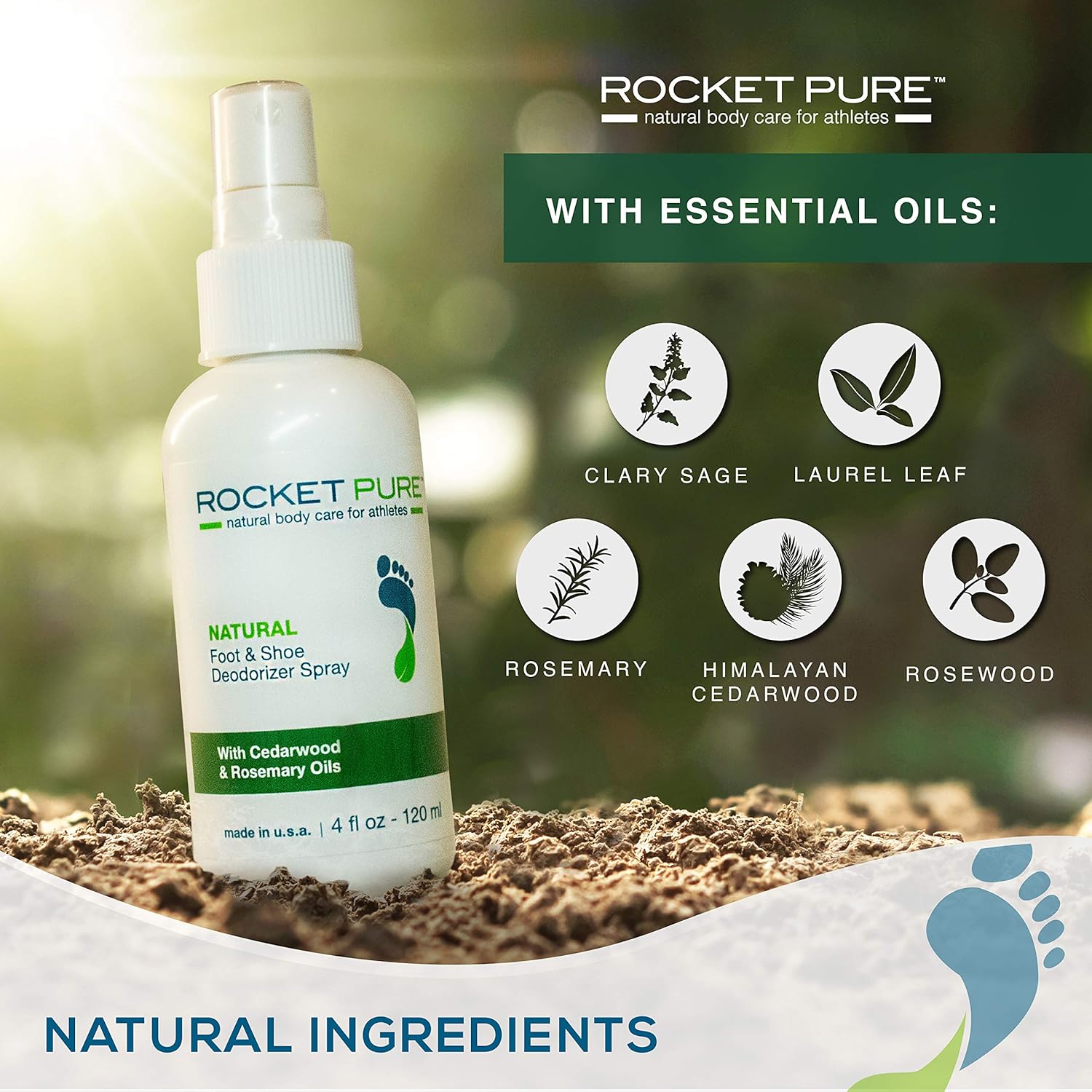 Natural Foot & Shoe Deodorizer Spray - for Feet, Shoes & Gym Gear | Odor Eliminator & Strong Smell Remover for Any Boot or Sneaker - Made with Powerful Essential Oils - Cedar: Health & Personal Care