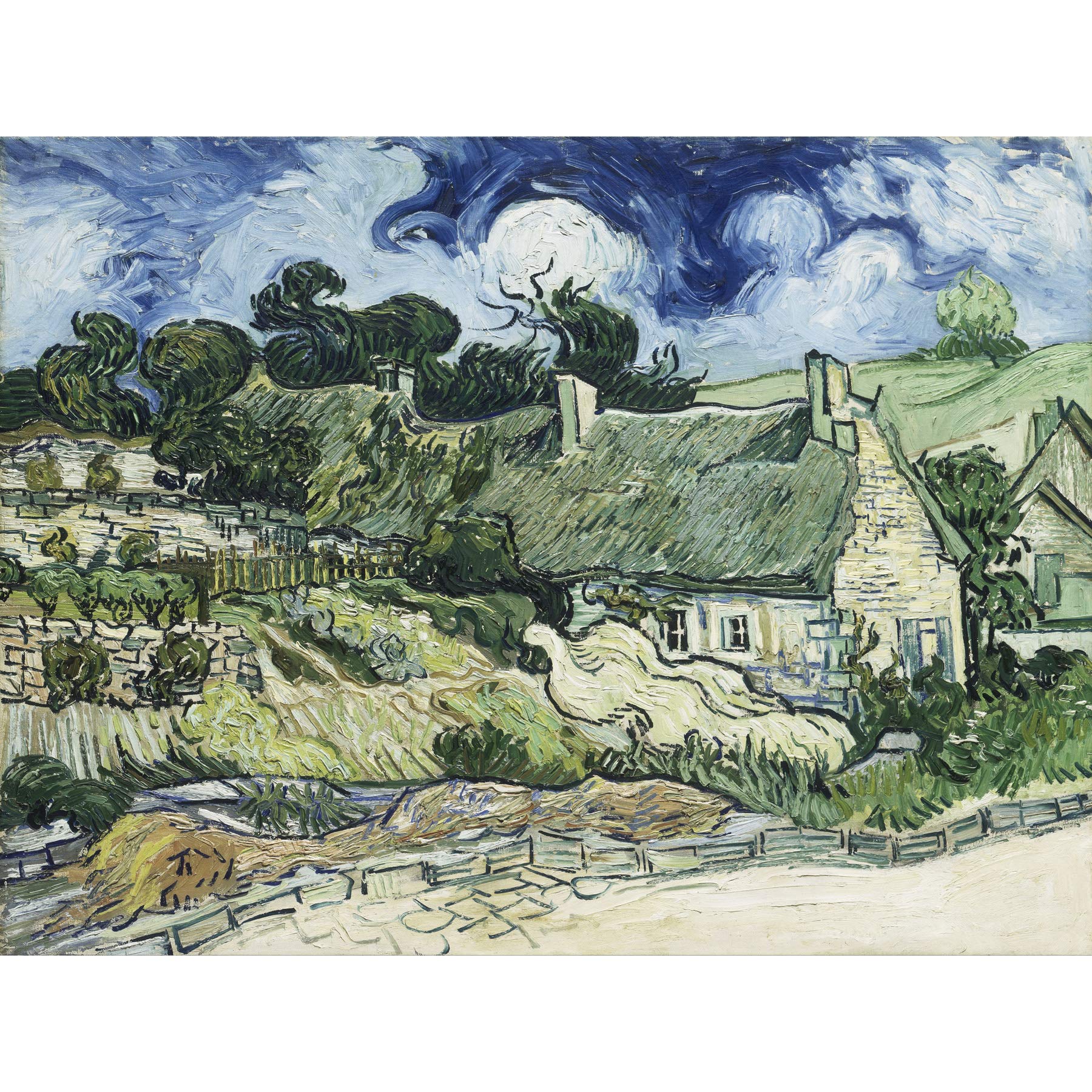 Vincent Van Gogh Thatched Cottages At Cordeville Large Wall Art Print Canvas Premium Poster Mural