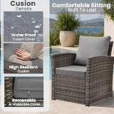 EVRE Roma 4 Seater Rattan Garden Set with Glass Coffee Table Cedar Brown view 4