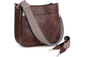 HKCLUF Crossbody Bag Purse for Women 2PCS/Set Leather Hobo Handbag Wallet Set With 2Adjustable Guitar Strap Shoulder Bag