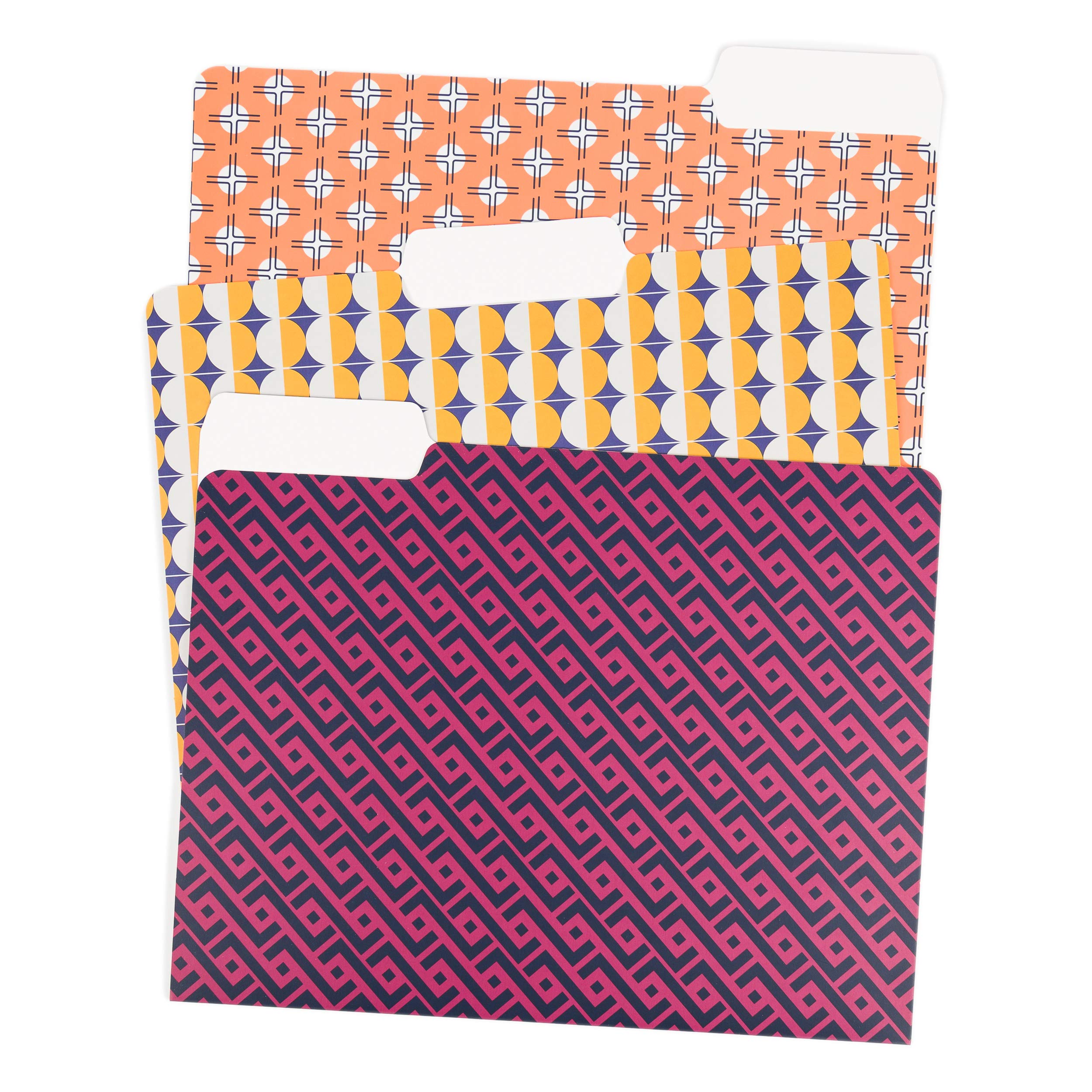 U Brands 3 Tab File Folders, Vintage Geo, 24 Count