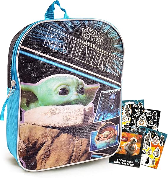 Mandalorian Baby Yoda Backpack for Toddlers Kids Bundle Premium 11" Star Wars Mini