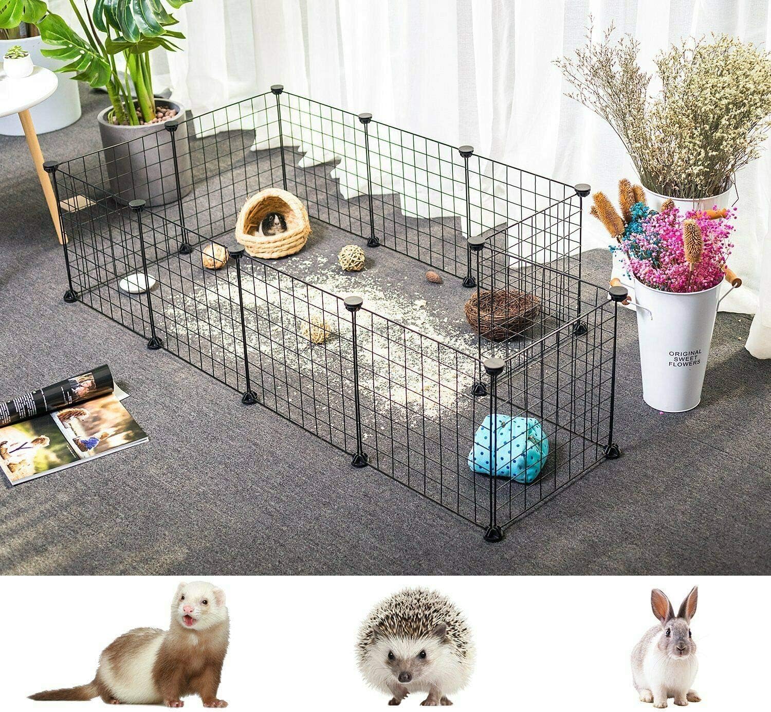 BonChoice 12Pcs DIY Metal Wire Small Animals Pen Playpens Cage for