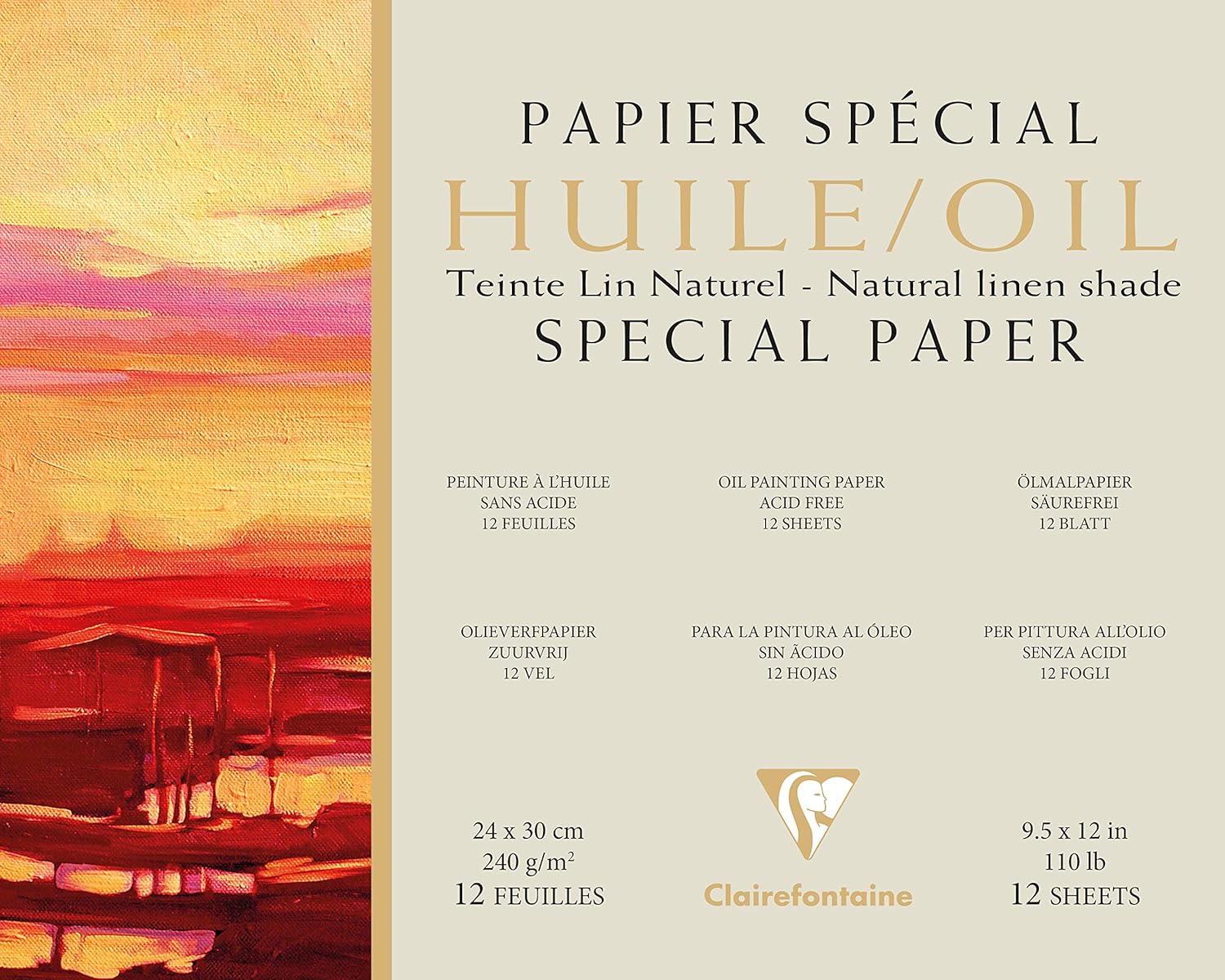 Amazon Com Clairefontaine 975823 C Folder One Hand Drawing Oil Natural Linen Colour Paper 12 Sheets 240 G 24 X 30 Cm Office Products