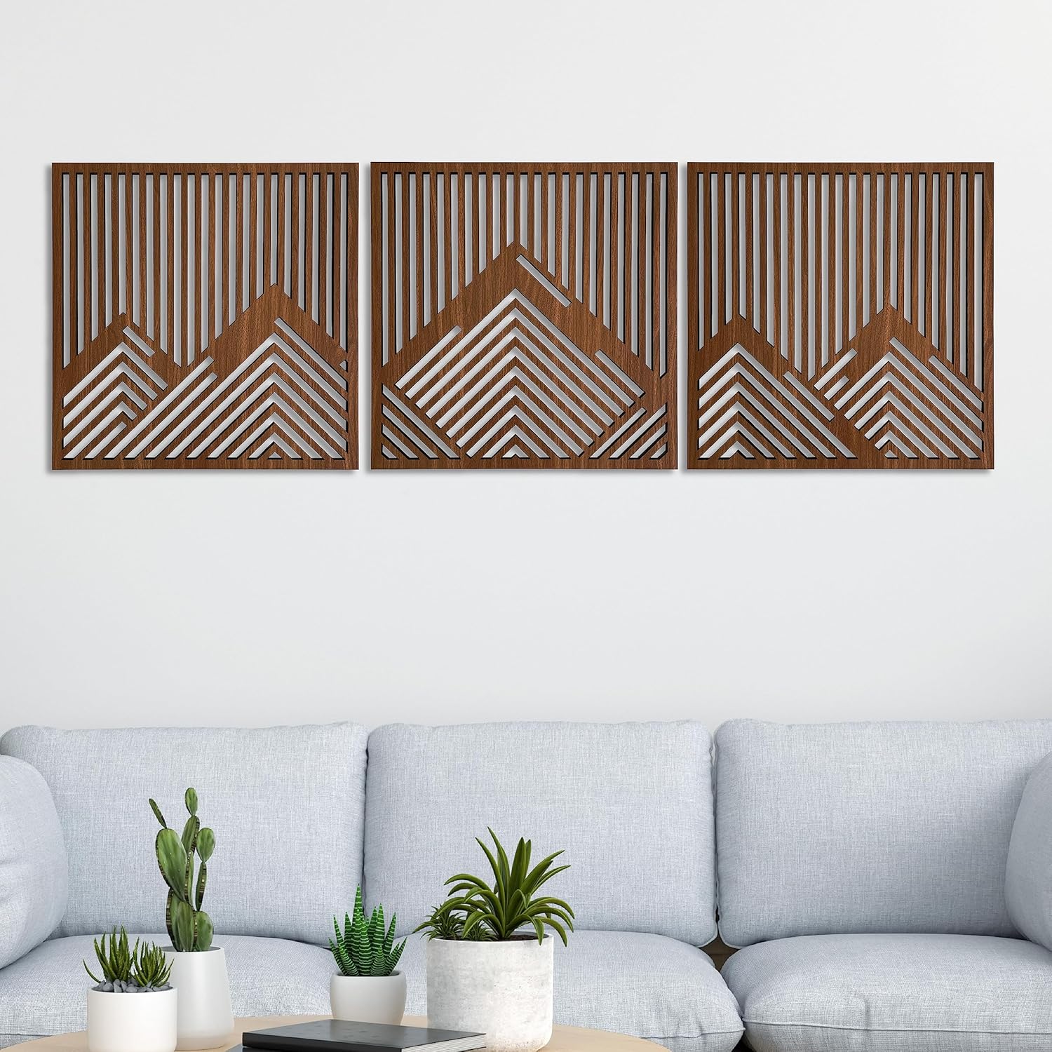 Mixed Media - Mountain Wall Art, Mountains Decor, Wood Wall Art, Wood Wall Panels Nature Wall Art, 3 Piece Wall Art, Large Bedroom Wooden Wall Art Decor