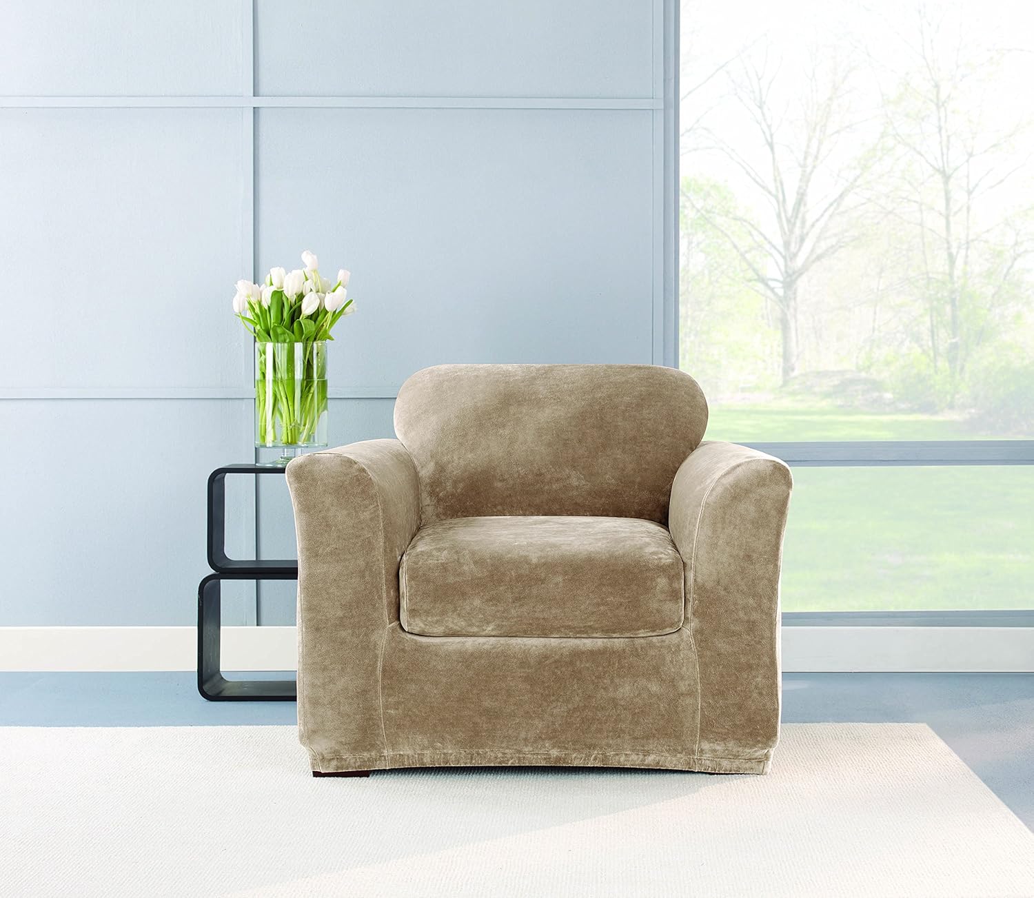 Best sure fit stretch suede ottoman slipcover