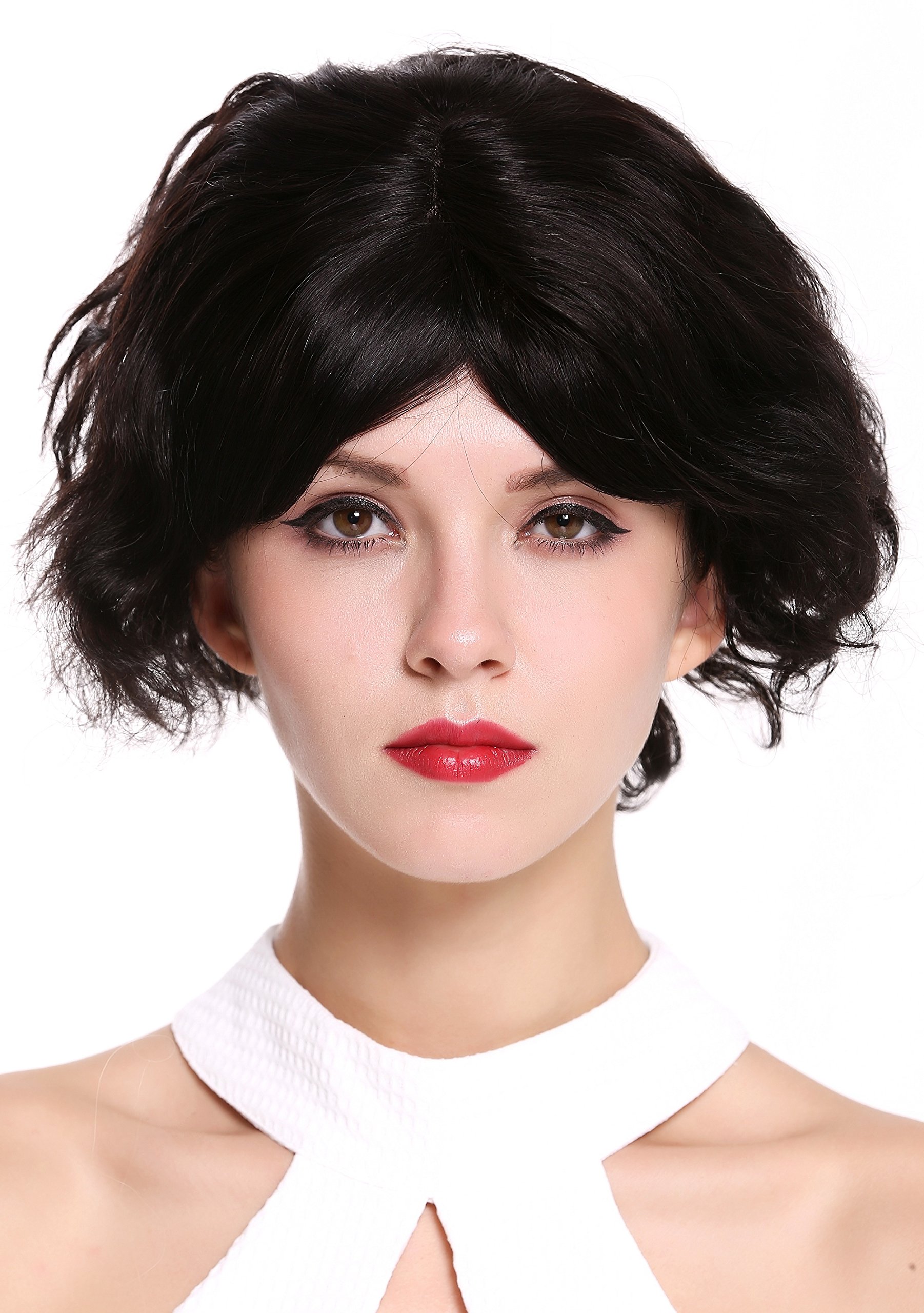 WIG ME UP - MS-16321-MT-1B Quality women's wig lady monofilament black short wild curls wavy