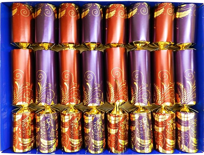 Crackers Fill Your Own Christmas Crackers in Purple and Burgundy with Gold with organza ribbon