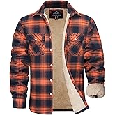 MAGCOMSEN Men's Flannel Shirt Fleece Lined Heavyweight Flannel Jacket Cotton Button Up Plaid Shirt Warm Winter Coat