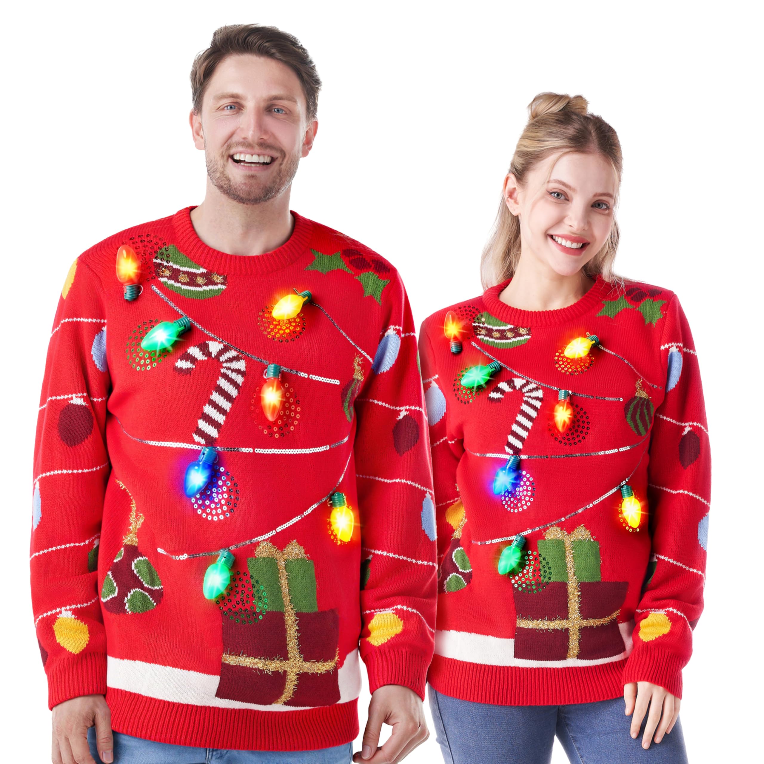 Photo 1 of ***only one*****JOYIN Ugly Christmas Sweater SIZE SMALL, LED Light Up Ugly Christmas Sweater 2025 String Lights(Red