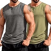 COOFANDY Men's Casual Tank Top Sleeveless Henley Shirts Muscle Fit T Shirt