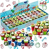 JOYIN 48 Pieces Christmas Assorted Stamps Kids Self-Ink Stampers (12 Different Designs, Plastic Stamps) for Christmas Party F