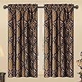 Loom and Mill Luxury Black Damask Curtains for Bedroom, Textured Lined Jacquard Curtains 2 Panels with Tiebacks, Window Curtain for Living Room Banquet Halloween Decor, Rod Pocket(42”x 63”, 2 Panels)