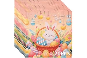 Manlyee Easter Paper Napkins 20 Pcs, 2 Ply Disposable Luncheon Dinner Guest Napkins, Lovely Spring Bunny & Egg Cocktail Party