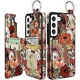 Shorogyt for Samsung S22 Wallet Case with Card Holder - for Women Men Girls Designer Flower Mushroom Pattern Kickstand Magnetic Clasp Back Flip Folio Leather Phone Cases for Galaxy S22