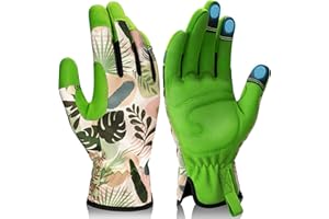 Maygrove Gardening Gloves for Women, Breathable Leather Work Gloves, Thorn-Proof Gardening Gifts, Touchscreen Compatible, Protective Work for Digging, Planting, Pruning, Medium Size, Green