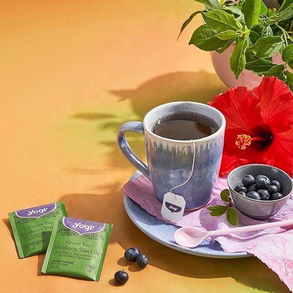YOGI GREEN TEA, BLUEBERRY SLIM LIFE, 16 TEA BAGS