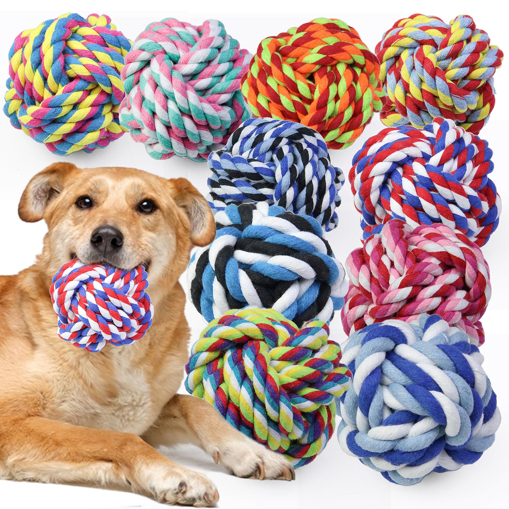 GASAPET Chew Rope Toys for Aggressive Chewers, 10 Pack Durable Balls for Medium Small Breeds, Dental Cotton Rope, Puppy Teething Chew, Interactive Toys, Not for Large Dogs