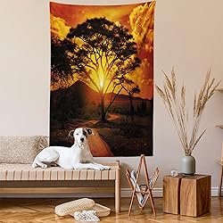 Lunarable Sunset Tapestry Twin Size, Majestic Tree