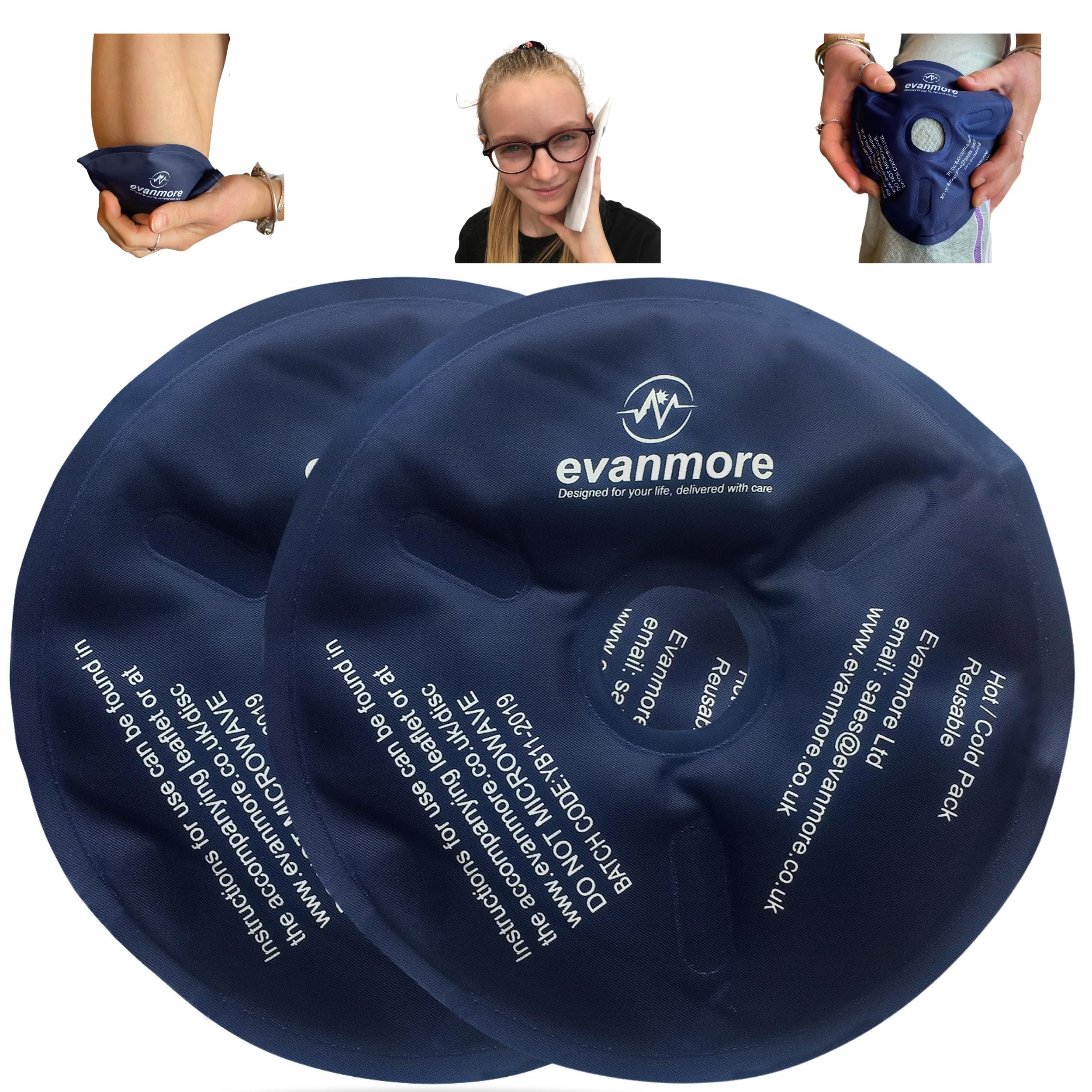 Disc Hot and Cold Therapy Pack Ice Heat Gel Round Circular Reusable Sports Injury Pain Relief Compress Knee Elbow Ankle Flexible Evanmore - 15cm Diameter
