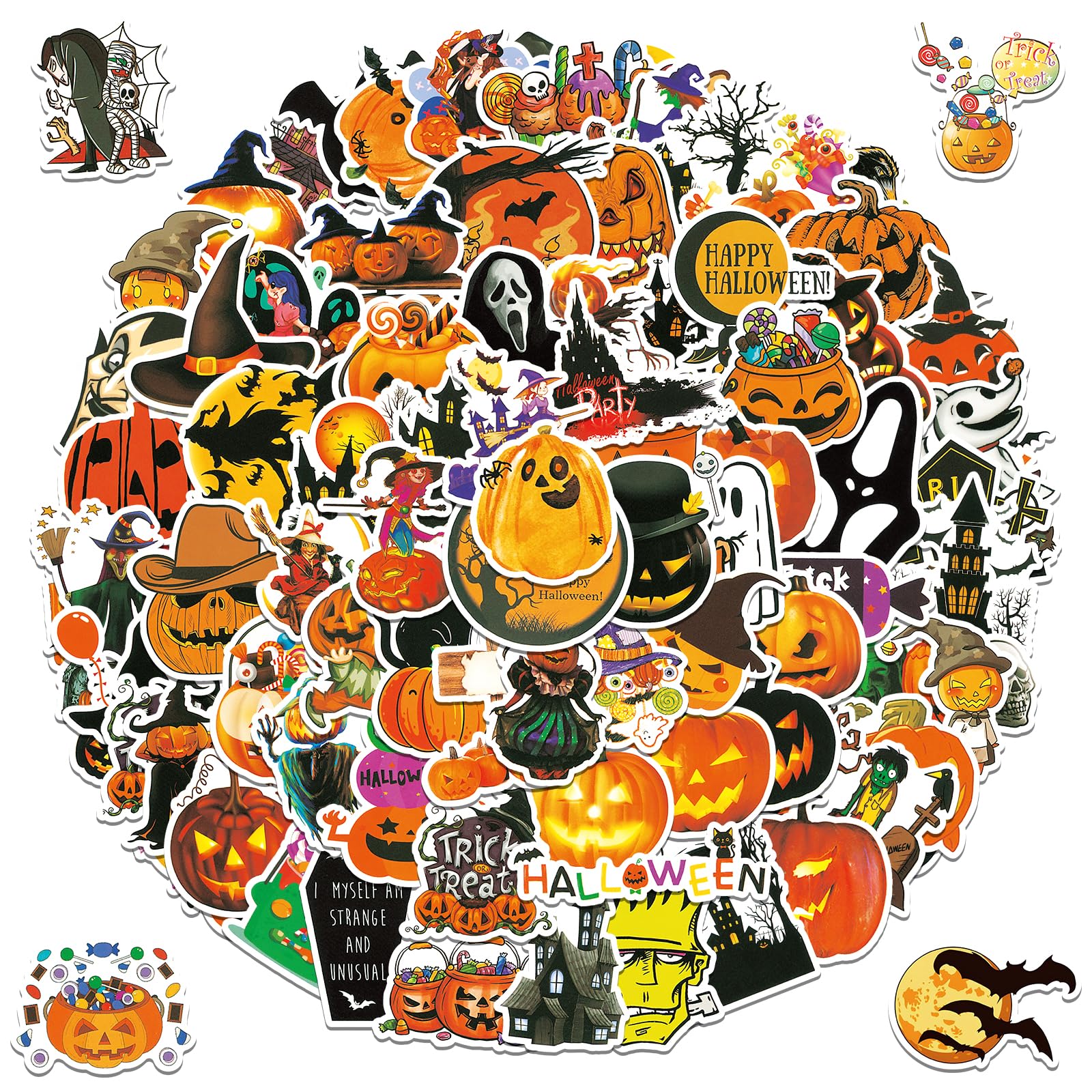 Photo 1 of ***7 PACKS INCLUDED***103 PCS Halloween Stickers, Non-Repeating Pumpkin Sticker, Vinyl Waterproof Holiday Party Stickers for Kids and Youth Adult Party Favors Gifts Crafts- Halloween Decorations***7 PACKS INCLUDED***