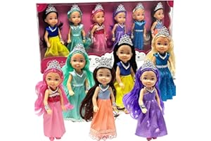 THE NEW YORK DOLL COLLECTION Little Dolls Set with Mini Princess Dolls for Girls – Princess Toy Dolls for Dollhouse –Small Doll Mini Princess Figures with Tiaras, Hair Accessories