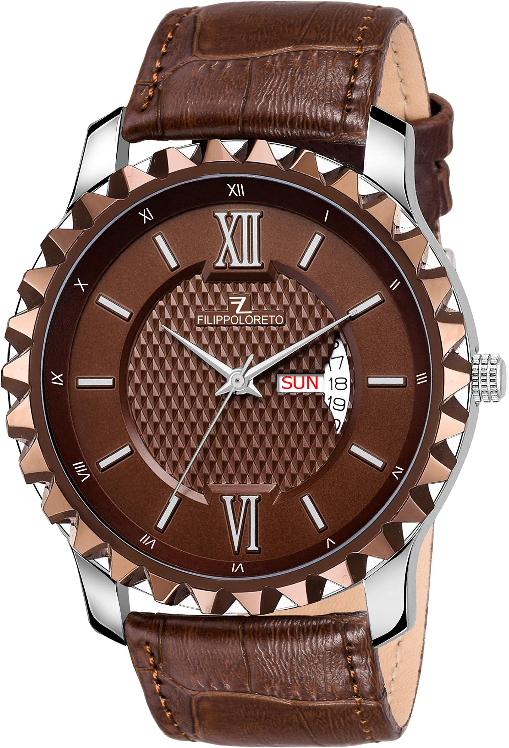 Filippo Loreto Premium Collection Men's Stainless Steel Analogue Wrist Watch (Brown)