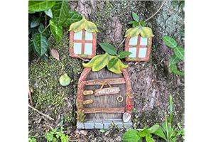 Cliocoo Fairy Door and Windows for Trees, Glow in The Dark Gnome Home, Garden Tree Decor Kit with Adorable Lantern (Fairy Door with Lantern)