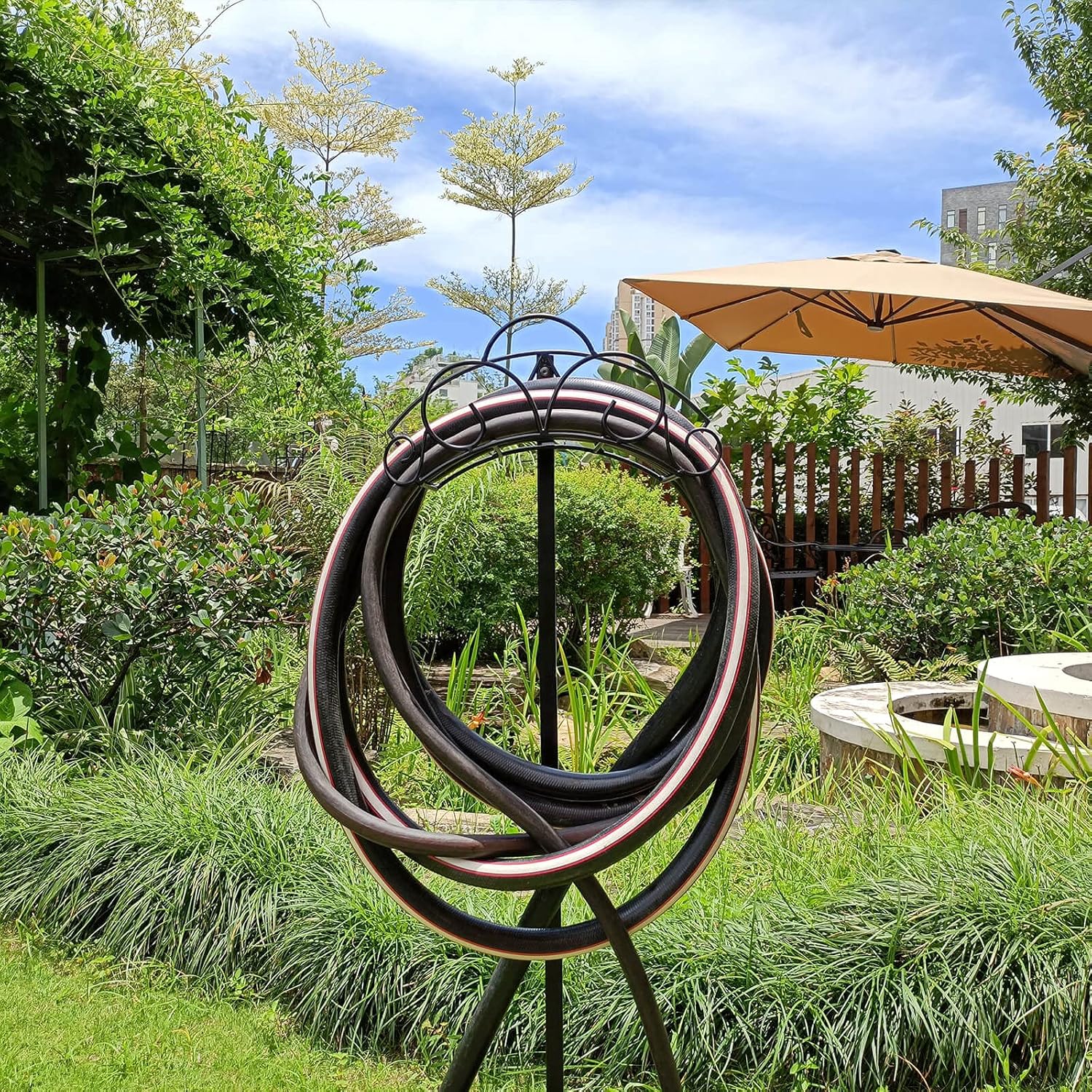 Orgrimmar Detatchable Heavy Duty Metal Water Hose Reel Decorative Garden Hose Holder Hangerfor Outside : Garden & Outdoor