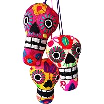 Amazon.com: 3 Pack (Assorted) Sugar Skull Ornaments for Tree, Day ...