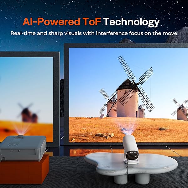 【BUILT-IN OFFICIALLY-LICENSED APPS & 500 ANSI LUMENS & FULL AUTOMATIC】BOLDEVER 2026 UPGRADED MINI SMART PROJECTOR WITH WIFI 6 AND BLUETOOTH, 270° ADJUSTABLE STAND, 4K MOVIE PROJECTOR INDOORS OUTDOORS
