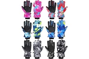 Bencailor 6 Pairs Winter Gloves for Kids Waterproof Boys Snow Ski Gloves Girls Warm Windproof Mittens for Children Outdoor