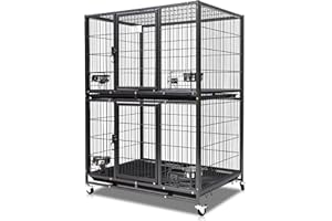 New 37" Homey Pet Two Tier Pet Dog Cat Cage with Feeding Door and Bowls