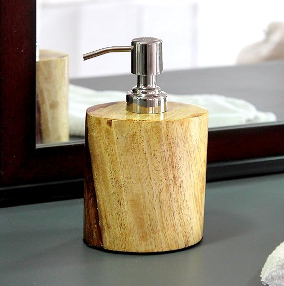 KLEO Wood Wooden Soap Dispenser Made of Genuine Indian Wood Luxury Bathroom Accessories Bath