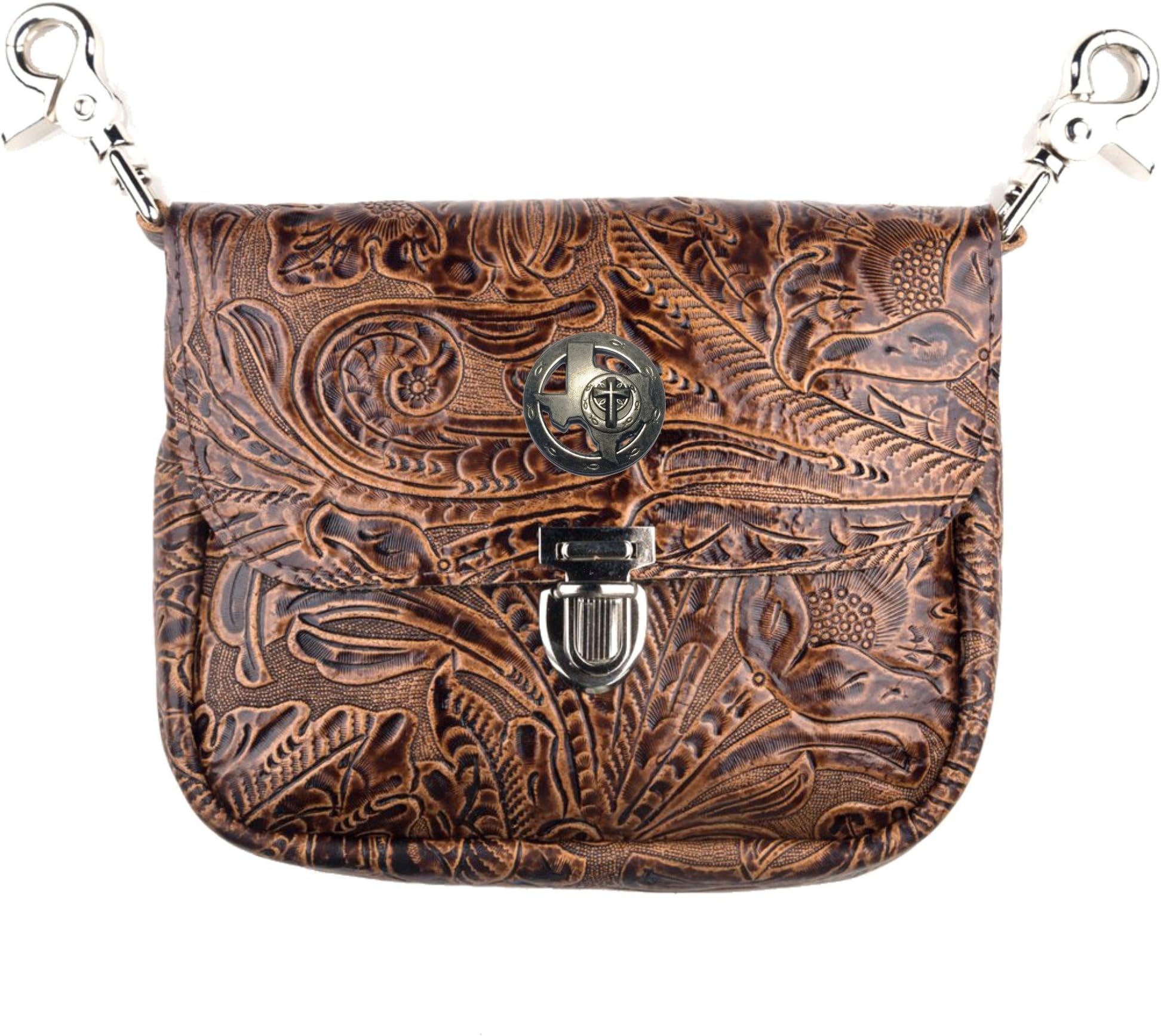 Custom Texas Christian Genuine Leather Floral Side Purse