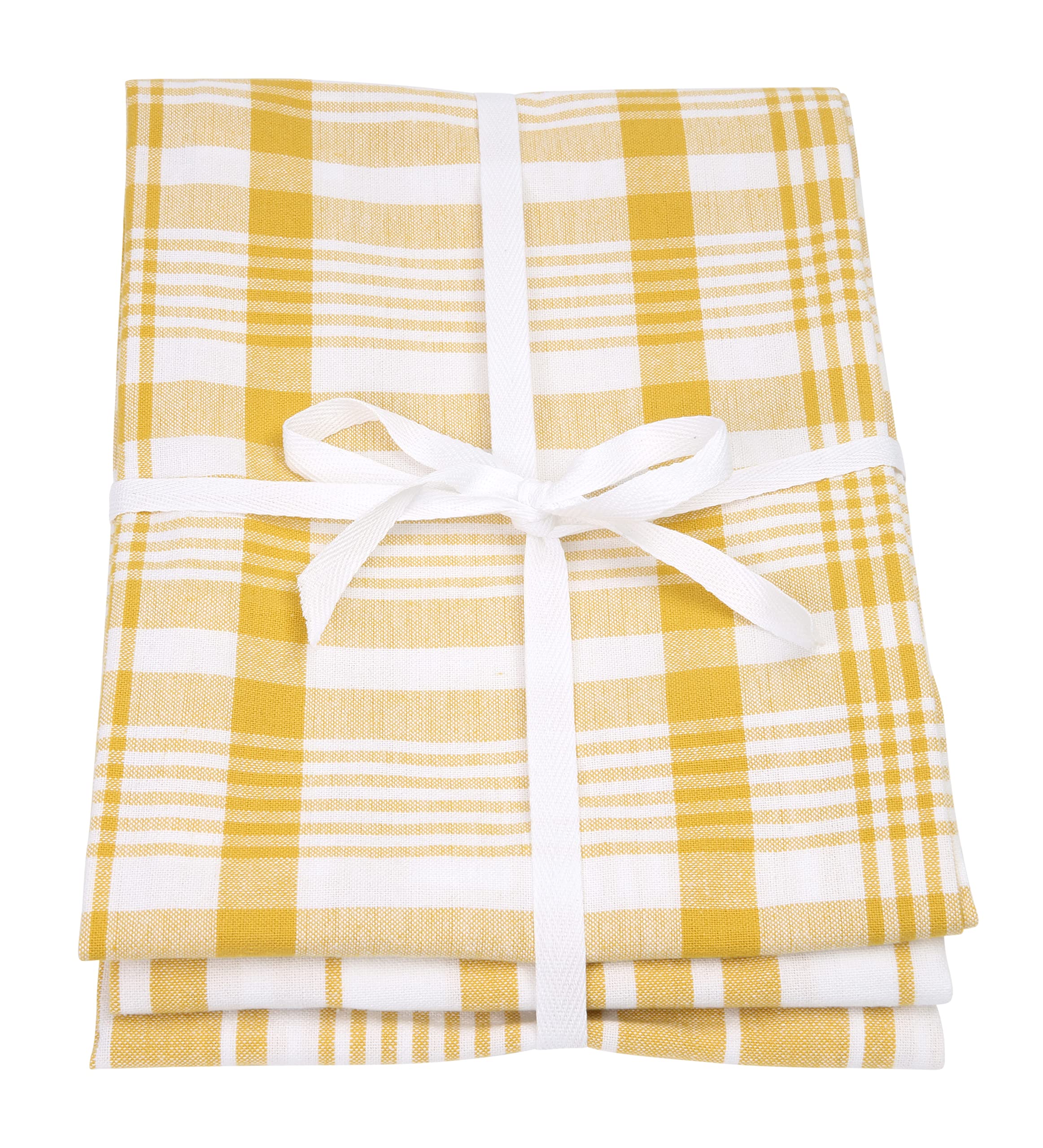 Dexam Love Colour Set Of 3 Extra Large Tea Towels, Ochre